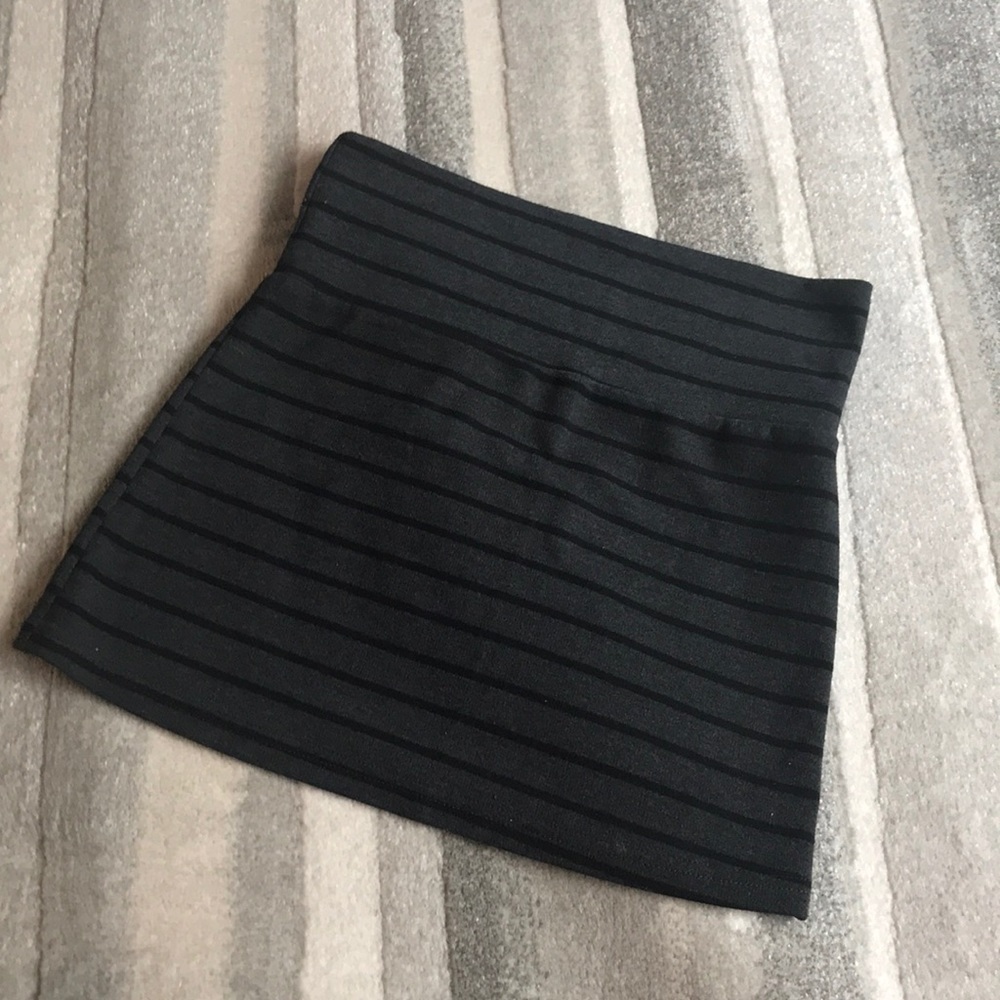 Charcoal and black striped bodycon skirt
